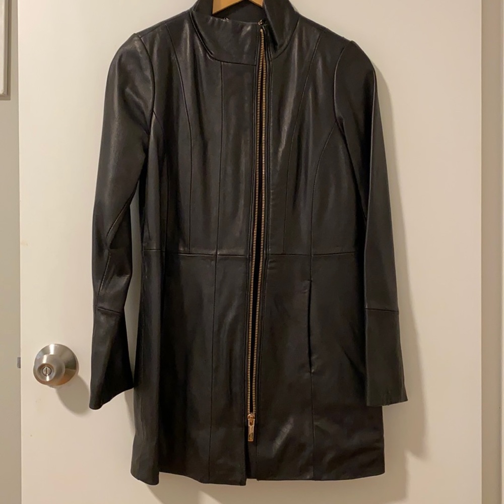XS Cole Haan Leather Coat